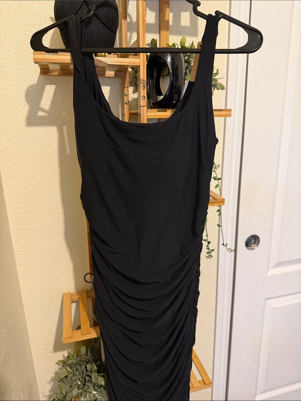 Women's Black Ruched Maxi Dress - Sleek Tank Style